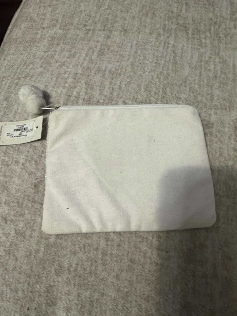 Francesca's White & Silver Beaded Wristlet with Pom